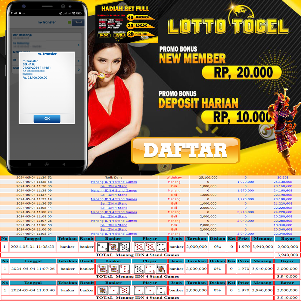 JACPOT PERMAINAN LIVE CASINO ONLINE “IDN 4 STAND” 25JTAN